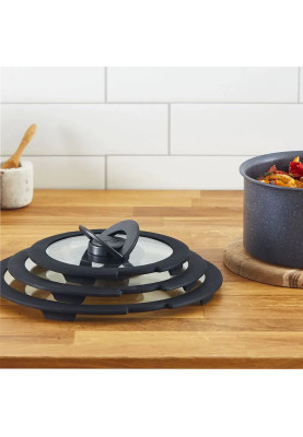 Tefal Набір скляних кришок Ingenio, 16см, 18см, 20см, скло, пластик, чорний