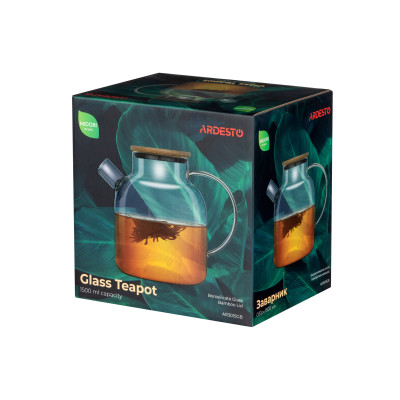 ARDESTO Заварник Midori, 1500мл, боросилікатне скло, бамбук, прозорий