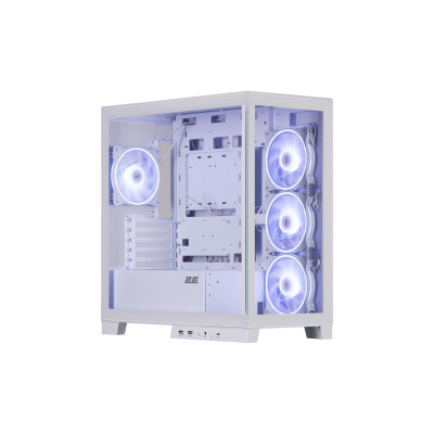 2E Gaming Корпус Fantom GK701W без БЖ 2xUSB3.0, 1xUSBType-C, 4x120мм ARGB, VGA 400мм, LCS ready, контролер з пультом, TG Side/Front Panel, mATX, білий