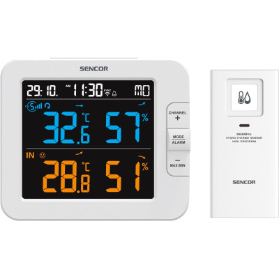 Sencor Метеостанція, внутр/зовн вимірювання, температура, вологість, час, дні тижня, календар, підтримує платформи Android та iOS, Білий Sencor Метеостанція, внутр/зовн вимірювання, температура, вологість, час, дні тижня, календар, підтримує платформи Android та iOS, Білий
