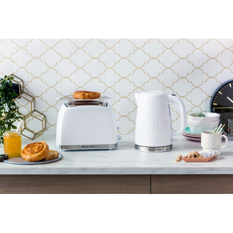 Russell Hobbs Тостер Honeycomb, 850Вт, пластик, широкі слоти, білий