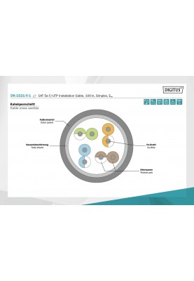 Digitus Кабель CAT 5e F-UTP, 100m, AWG 24/1, PVC, сірий