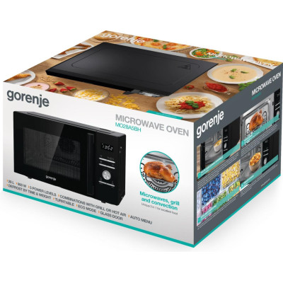 Gorenje Мікрохвільова піч, 28л, електр. керув., 900Вт, гриль, дисплей, конвекція, чорний