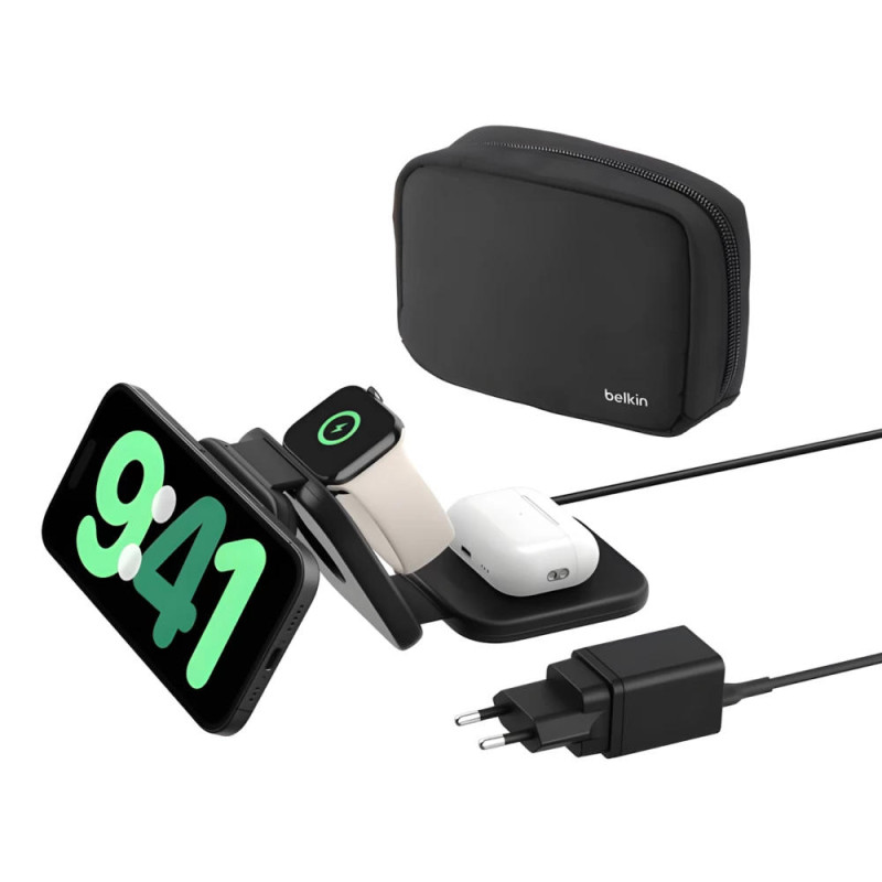 Belkin Зарядний пристрій бездротовий 3в1 Travel Pad Wireless Qi2 15Вт, чорний