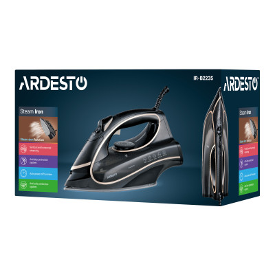 ARDESTO Праска IR-B2235, 2400Вт, 450мл, паровий удар, керам. підошва, чорно-золотий