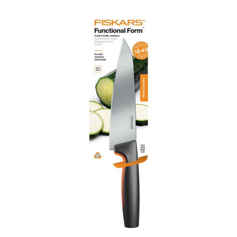 Fiskars Кухонний ніж кухарський середній Functional Form, 16.9 cm