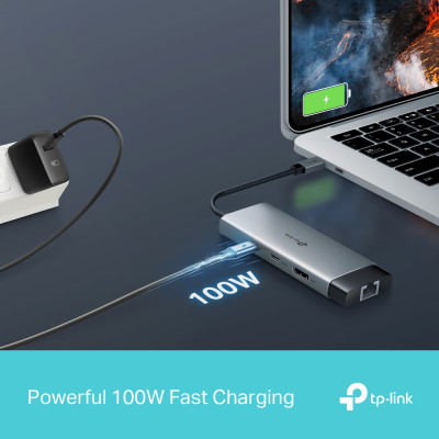 TP-Link Хаб USB UH6120C USB-A > 2xUSB3.0/1xUSB-C/1xHDMI/1xRJ-45/1xPD 100Wh