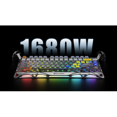 GravaStar Клавіатура механічна Mercury K1 Pro 80keys, GravaStar x Kailh Speedy Mint, BT/WL/USB, RGB, Interstellar Silver