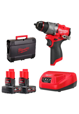 Milwaukee Шурупокрут-дриль акумуляторний M12 FPD2-402X 12В 2х4А·рік 45Нм 450·1550об·хв ЗП M12 кейс 1.4кг