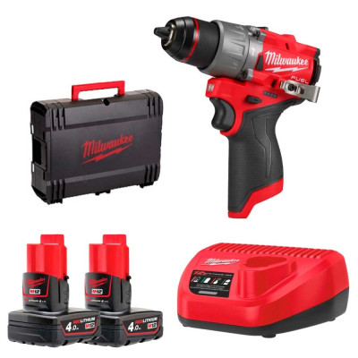 Milwaukee Шурупокрут-дриль акумуляторний M12 FPD2-402X 12В 2х4А·рік 45Нм 450·1550об·хв ЗП M12 кейс 1.4кг