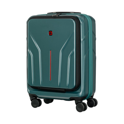 Wenger Валіза Amplix Hardside Carry-On, мала, з відсіком для н/б 16", полікарбонат, TSA, 4 колеса, розширення, USB, зелений