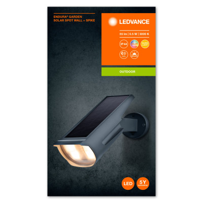LEDVANCE Світильник автономний ENDURA GARDEN SOLAR SPOT RGBW 0.5Вт 3000К 55Лм IP44 чорний