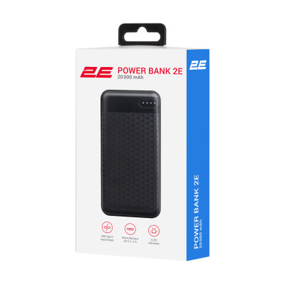 2E Портативний зарядний пристрій 20000mAh, PD+QC 3.0 18W, black