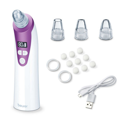 Beurer Масажер для обличчя вакуумний, аккумулятор, USB, вага-0.15кг, 3 режими, білий