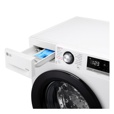 LG Пральна машина фронтальна, 10,5кг, 1400, A+++, 57см, дисплей, пара, інвертор, білий LG Пральна машина фронтальна, 10,5кг, 1400, A+++, 57см, дисплей, пара, інвертор, білий