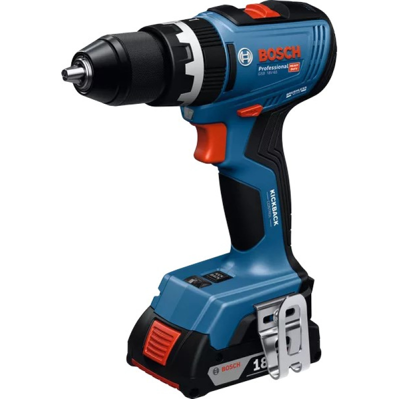 Bosch Шурупокрут-дриль акумуляторний GSB 18V-65 18В 31·65Нм 0-2100об·хв кейс 1.12кг