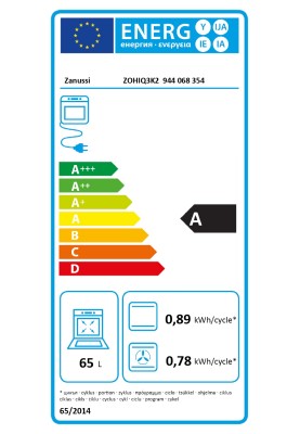 Zanussi Духовий шафа електричний, 65л, A, пара, дисплей, конвекція, чорний