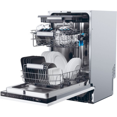 Haier Посудомийна машина Haier вбудована, 10компл., A+++, 45см, дисплей, інвертор, 3й кошик, білий