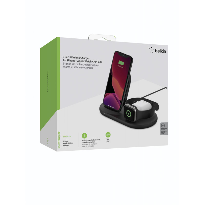 Belkin 3-in-1 Wireless Pad/Stand/Apple Watch[Зарядний пристрій бездротовий 3в1 iPhone/Watch/AirPods, чорний]