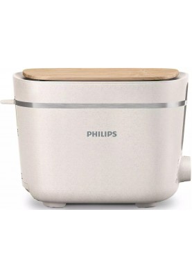 Philips Тостер Series Eco Conscious Edition, 830Вт, біопластик, кришка від пилу, шовковий білий
