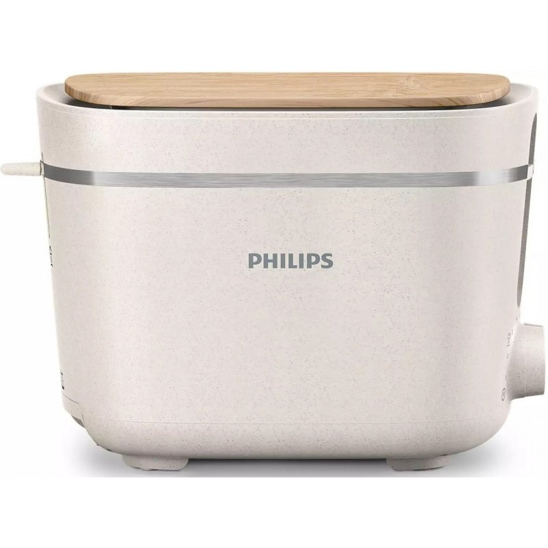 Philips Тостер Series Eco Conscious Edition, 830Вт, біопластик, кришка від пилу, шовковий білий