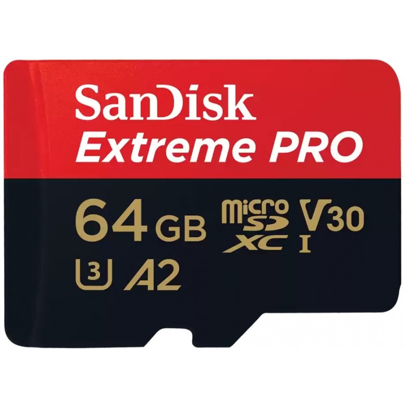 SanDisk Карта пам'яті microSD 64GB C10 UHS-I U3 R200/W90MB/s Extreme Pro V30 + SD