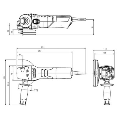 Metabo Шліфмашина кутова W 9-100, 100мм, 900Вт, 10500об/хв, М10, 2кг
