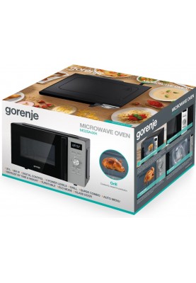 Gorenje Мікрохвильова піч, 20л, електр. керув., 800Вт, гриль, дисплей, 11 програм, нерж