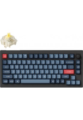 Keychron Клавіатура механічна V1 Max 84Key, Gateron Jupiter Banana, WL/BT/USB-A, QMK, Hot-swap, Knob, EN/UKR, RGB, чорний