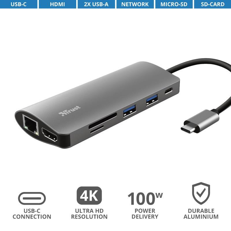 Trust USB-хаб DALYX 7-IN-1 USB-C ALUMINIUM