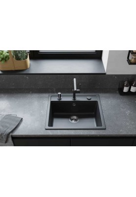 Hansgrohe Мийка кухонна S52, граніт, прямокутник, без крила, 550х490х190мм, чаша - 1, врізна, S520-F510, чорний графіт