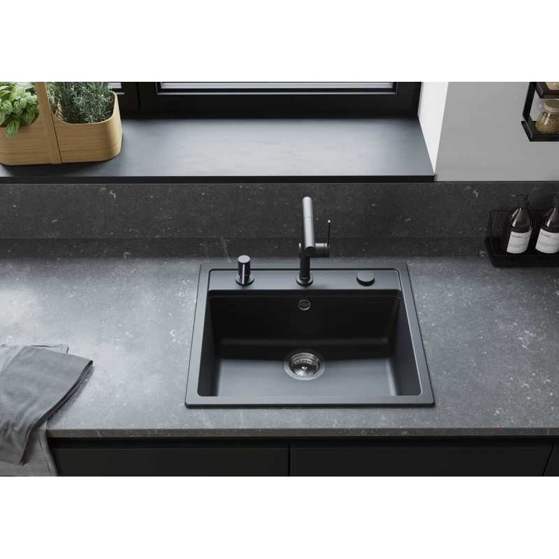 Hansgrohe Мийка кухонна S52, граніт, прямокутник, без крила, 550х490х190мм, чаша - 1, врізна, S520-F510, чорний графіт