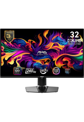 MSI Монітор 31.5" MAG 321UPX-QD 2xHDMI, DP, USB-C, Audio, OLED, 3840x2160, 240Hz, 0.03ms, DCI-P3 99%, AdaptiveSync, HAS, HDR400