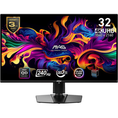 MSI Монітор 31.5" MAG 321UPX-QD 2xHDMI, DP, USB-C, Audio, OLED, 3840x2160, 240Hz, 0.03ms, DCI-P3 99%, AdaptiveSync, HAS, HDR400