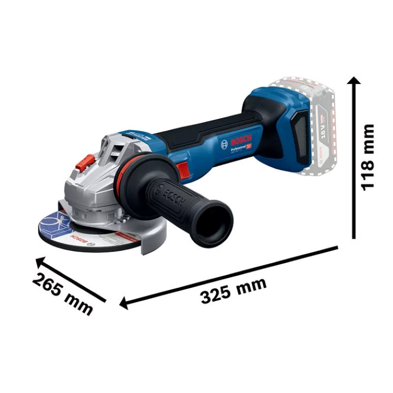 Bosch Шліфмашина кутова акумуляторна  GWS 18V-11S 125мм 18В 1x5А·год 0-9000об·хв 1.7кг кейс ЗП GAL1880CV