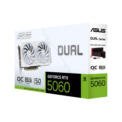 ASUS Відеокарта GeForce RTX 5060 8GB GDDR7 OC DUAL-RTX5060-O8G-WHITE білий ASUS Відеокарта GeForce RTX 5060 8GB GDDR7 OC DUAL-RTX5060-O8G-WHITE білий