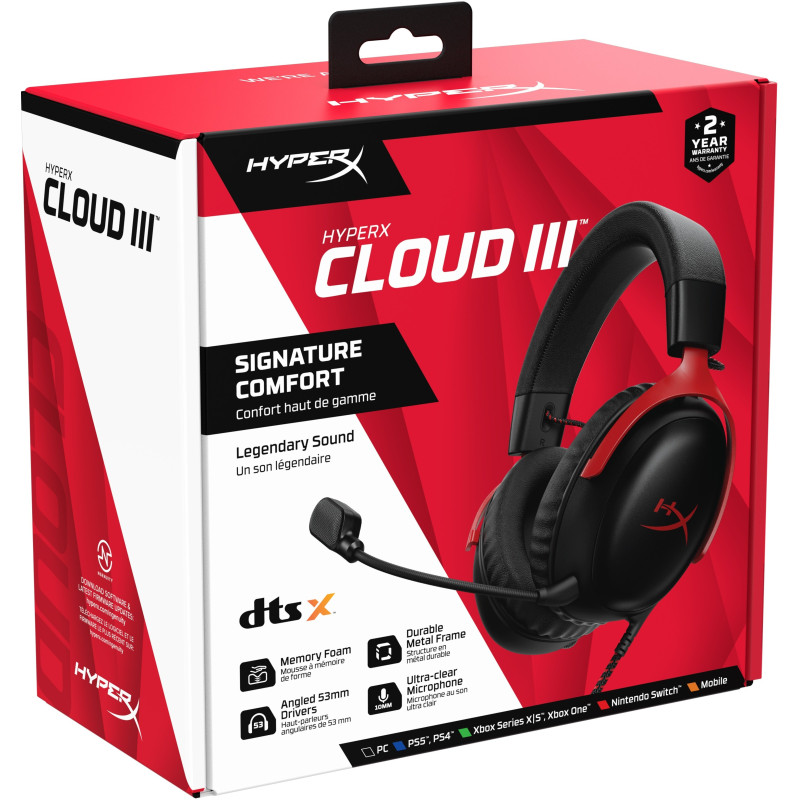 HyperX Гарнiтура Cloud III 3.5mm/USB-A/USB-C Black/Red