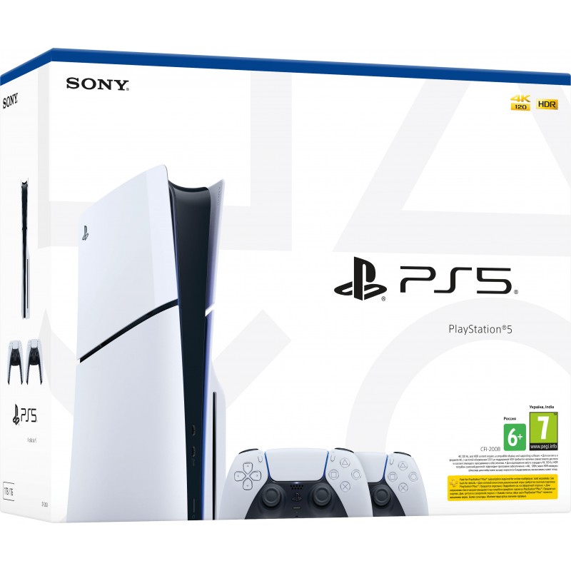 PlayStation Ігрова консоль 5 Slim Blu-ray (2 геймпади Dualsense)