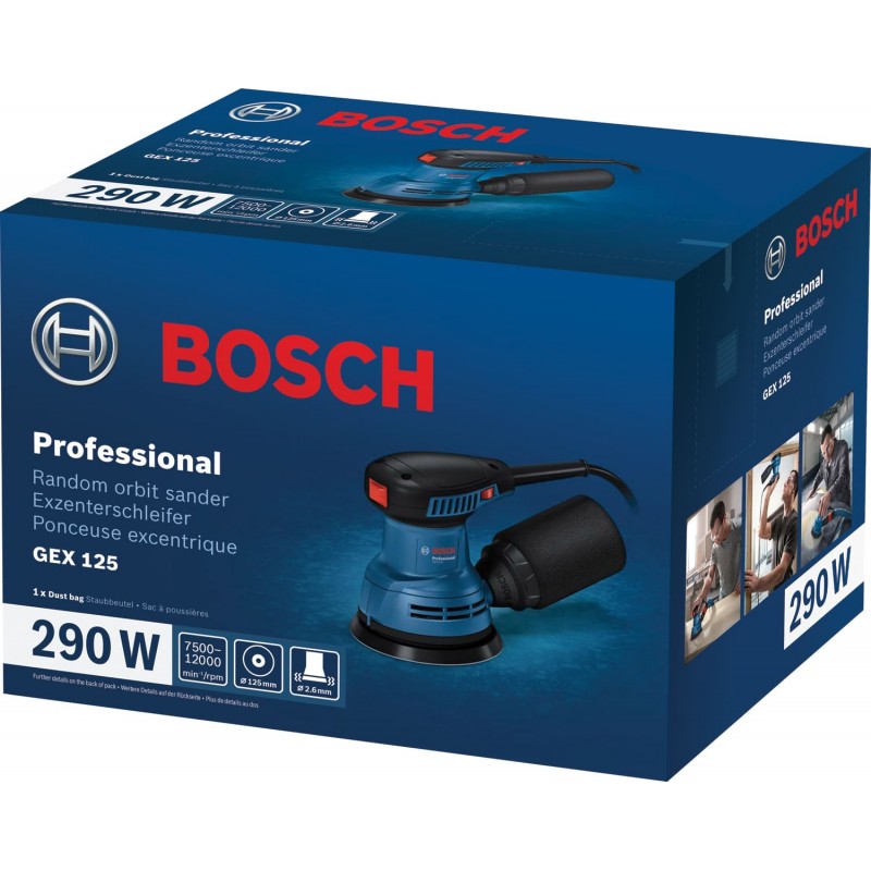 Bosch Шліфмашина ексцентрикова GEX 125-1 AE, 250Вт, 125 мм, 7500-12000 об/хв, 1.4кг