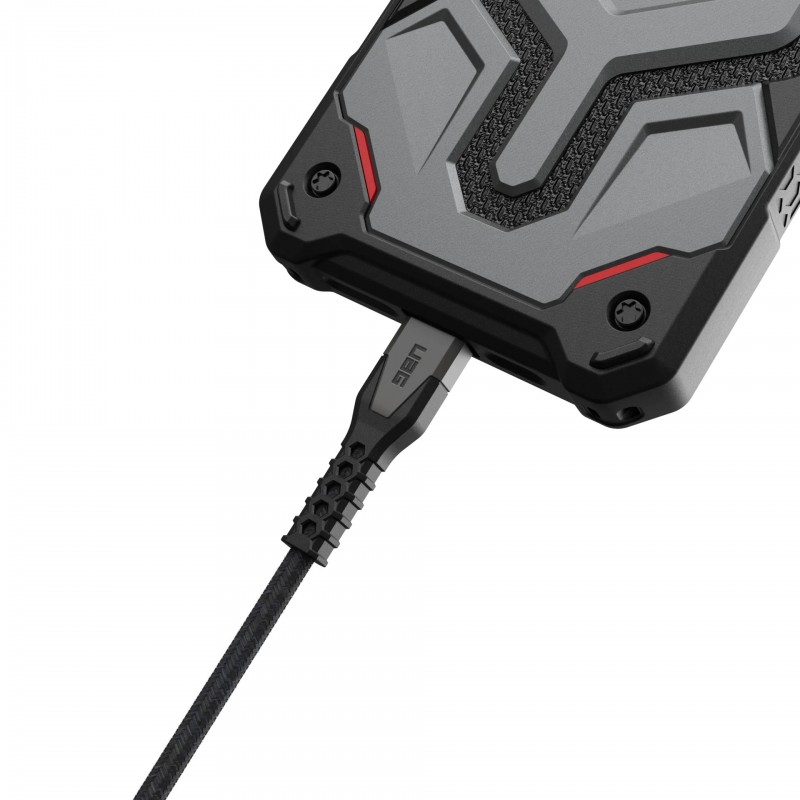 UAG Кабель USB-C > USB-C заряджання/синхронізації 1.5м, 60Вт, Type-C, Rugged Kevlar, Black/Gray