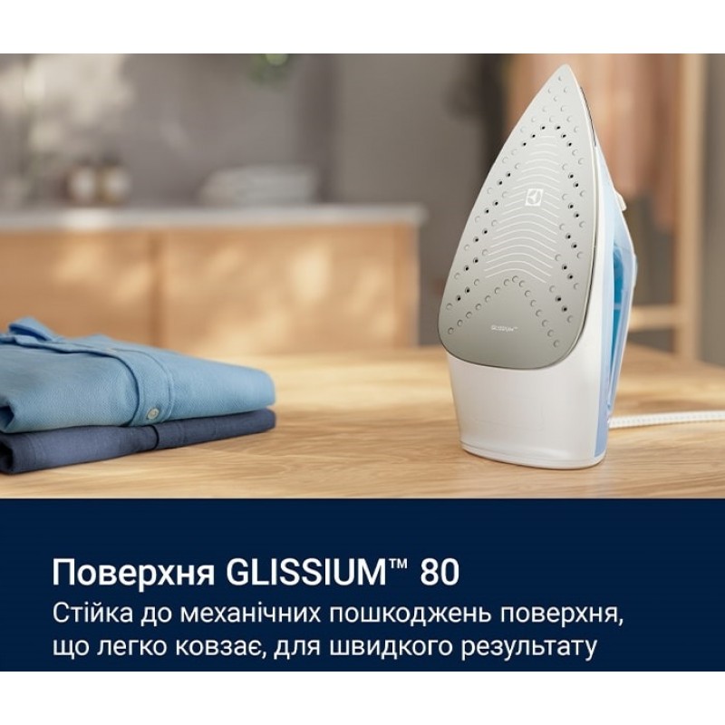 Electrolux Праска, 2300Вт, 250мл, паровий удар 110гр, керам. підошва, синьо-білий