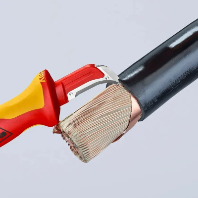 Milwaukee Ніж монтерський KNIPEX, діелектричний, для робіт під напругою 1000В, вигнуте лезо, 180мм, 0.068кг