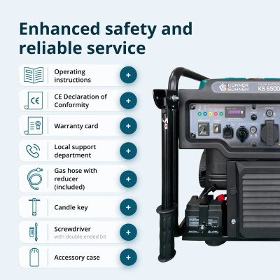 Könner & Söhnen Генератор газобензиновий інверторний KS 6500iEG, LPG 230В, 6.0/6.5кВт, електростартер, 46кг Könner & Söhnen Генератор газобензиновий інверторний KS 6500iEG, LPG 230В, 6.0/6.5кВт, електростартер, 46кг