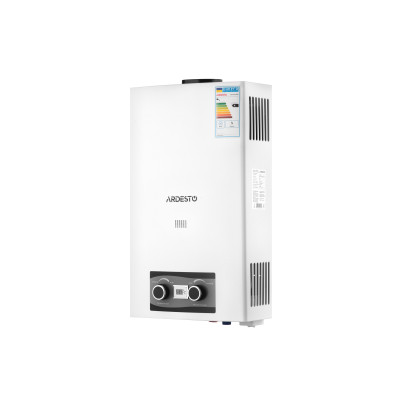 ARDESTO Газова колонка X2, 10 л/хв., 20 кВт, розпалювання від батарей, дисплей, білий