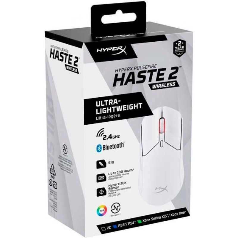 HyperX Миша Pulsefire Haste 2 WL, White