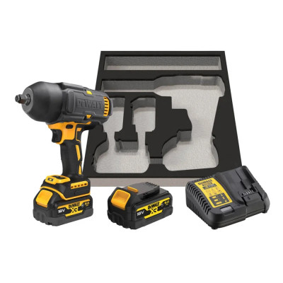 DeWALT Гайковерт ударний акумуляторний  XR Li-Ion 18В акб 2х5А·год 1898Нм 2300об/хв 2200уд/хв 1/2" гумовий чохол, ЗП 2.9кг
