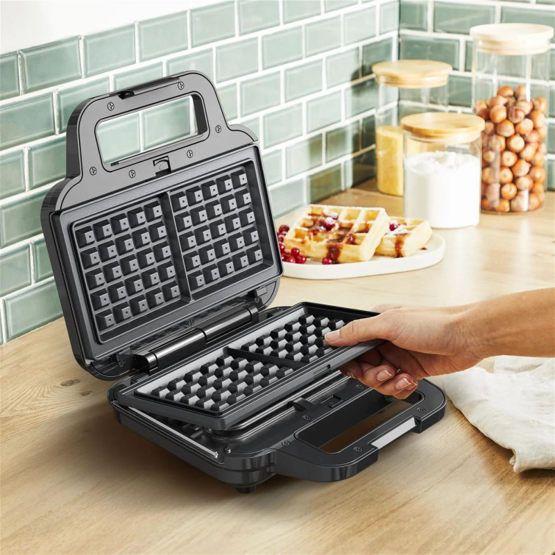 Tefal Мультимейкер UltraCompact 3in1 700Вт, тефлон, 3 пластини, корпус-метал, чорно-сірий