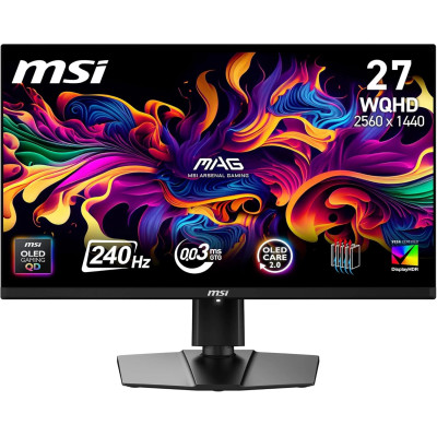 MSI Монітор MSI 26.5` MAG 271QP-QD-X24 2xHDMI, DP, Audio, OLED, 2560x1440, 240Hz, 0.03ms, DCI-P3 99%, AdaptiveSync, HAS, HDR400