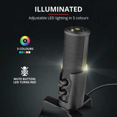 Trust GXT 258 Fyru USB 4-in-1 Streaming Microphone Black