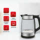 Tefal Електрочайник Glass Kettle 1.7л, скло, з підсвіткою, чорно-срібний